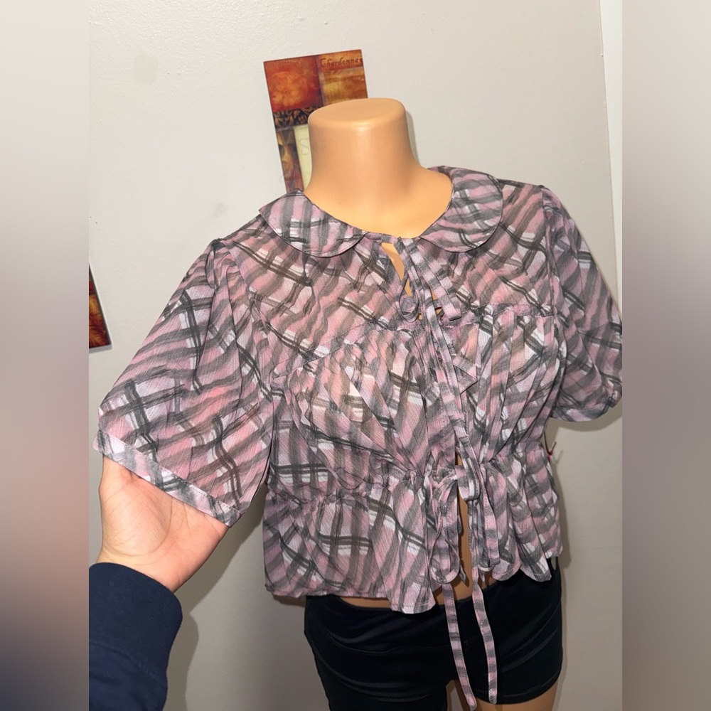 NWT ROMEO ROMEOWomen's Pink Patterned Top SIZE L - Picture 2 of 5